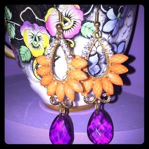 Beautiful orange and purple stone earring